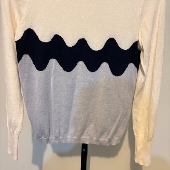 Marimekko Uniqlo Cream Black Gray Mock Neck Long Wool Blend Sweater - Picture 6 of 9